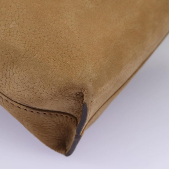 CELINE Shoulder Bag Suede Brown Gold Auth 120125