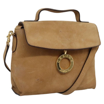 CELINE Shoulder Bag Suede Brown Gold Auth 120125
