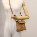 CELINE Shoulder Bag Suede Brown Gold Auth 120125-24