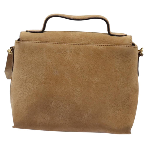 CELINE Shoulder Bag Suede Brown Gold Auth 120125