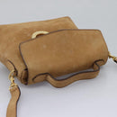 CELINE Shoulder Bag Suede Brown Gold Auth 120125-6