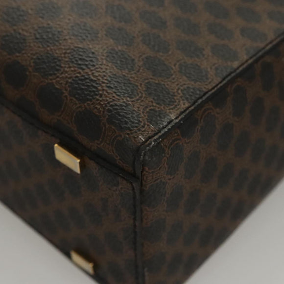 CELINE Macadam Canvas Hand Bag PVC Leather 2way Black Gold Auth 120130