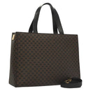 CELINE Macadam Canvas Hand Bag PVC Leather 2way Black Gold Auth 120130-1
