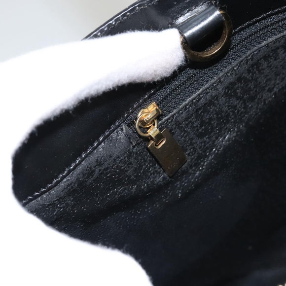 CELINE Macadam Canvas Hand Bag PVC Leather 2way Black Gold Auth 120130