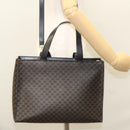 CELINE Macadam Canvas Hand Bag PVC Leather 2way Black Gold Auth 120130-29