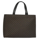 CELINE Macadam Canvas Hand Bag PVC Leather 2way Black Gold Auth 120130-2