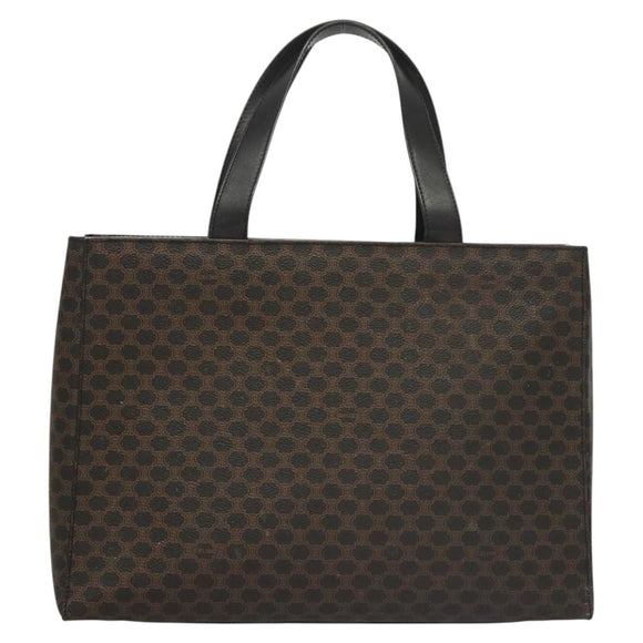 CELINE Macadam Canvas Hand Bag PVC Leather 2way Black Gold Auth 120130