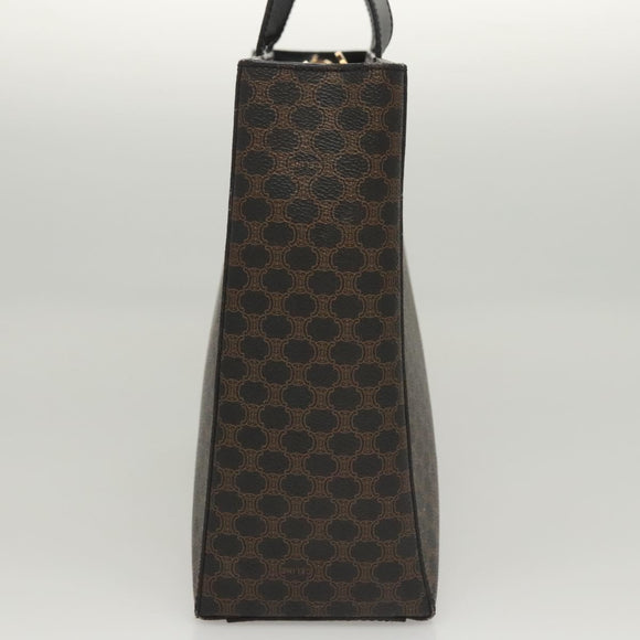 CELINE Macadam Canvas Hand Bag PVC Leather 2way Black Gold Auth 120130