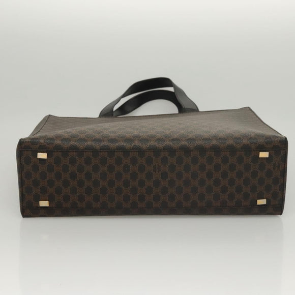 CELINE Macadam Canvas Hand Bag PVC Leather 2way Black Gold Auth 120130