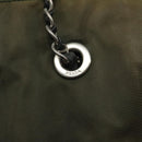 PRADA Chain Shoulder Bag Nylon Khaki Silver Auth 120140-17