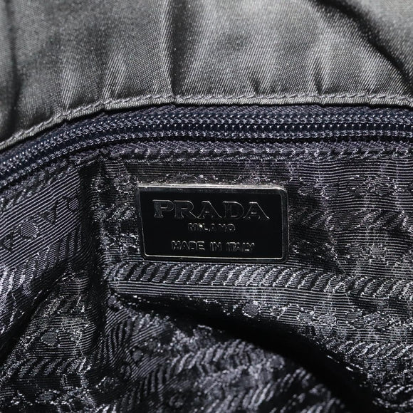 PRADA Chain Shoulder Bag Nylon Khaki Silver Auth 120140