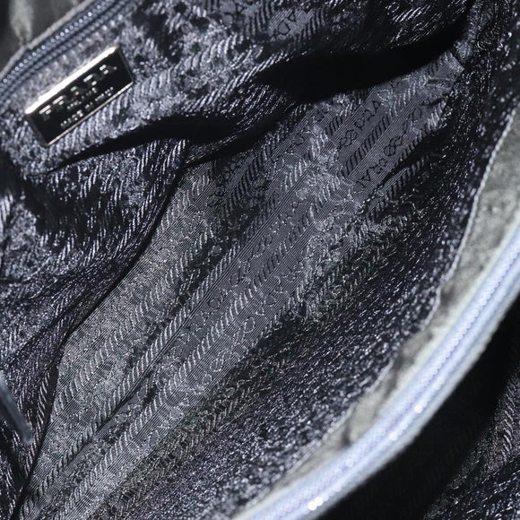 PRADA Chain Shoulder Bag Nylon Khaki Silver Auth 120140