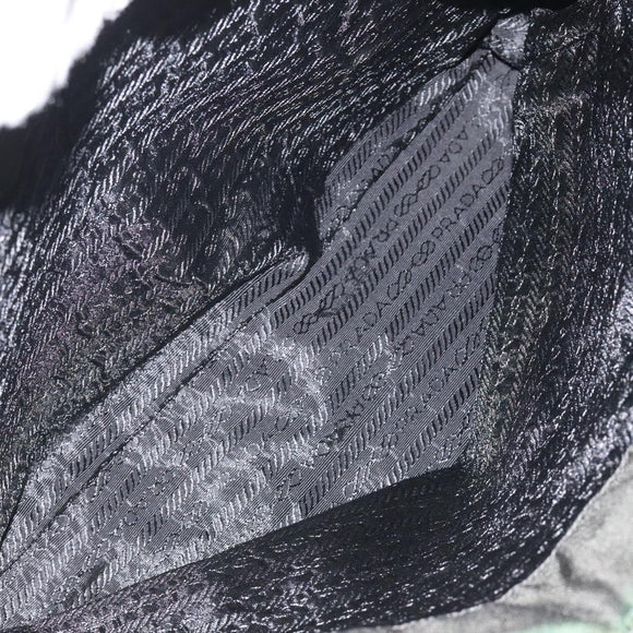 PRADA Chain Shoulder Bag Nylon Khaki Silver Auth 120140