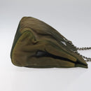 PRADA Chain Shoulder Bag Nylon Khaki Silver Auth 120140-3