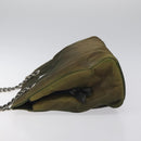 PRADA Chain Shoulder Bag Nylon Khaki Silver Auth 120140-4