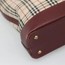 BURBERRY Nova Check Tote Bag Canvas Beige Gold Auth 120144-16