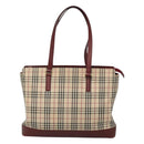 BURBERRY Nova Check Tote Bag Canvas Beige Gold Auth 120144-13