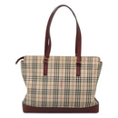 BURBERRY Nova Check Tote Bag Canvas Beige Gold Auth 120144-2