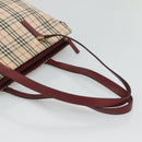 BURBERRY Nova Check Tote Bag Canvas Beige Gold Auth 120144-7