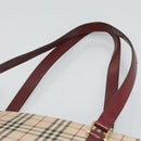 BURBERRY Nova Check Tote Bag Canvas Beige Gold Auth 120144-8