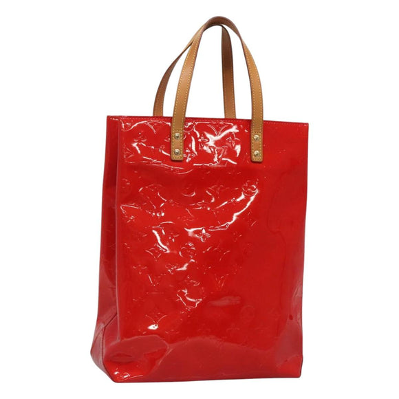 LOUIS VUITTON Monogram Vernis Reade MM Hand Bag Red Rouge M91086 LV Auth 120159