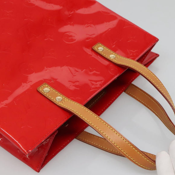 LOUIS VUITTON Monogram Vernis Reade MM Hand Bag Red Rouge M91086 LV Auth 120159