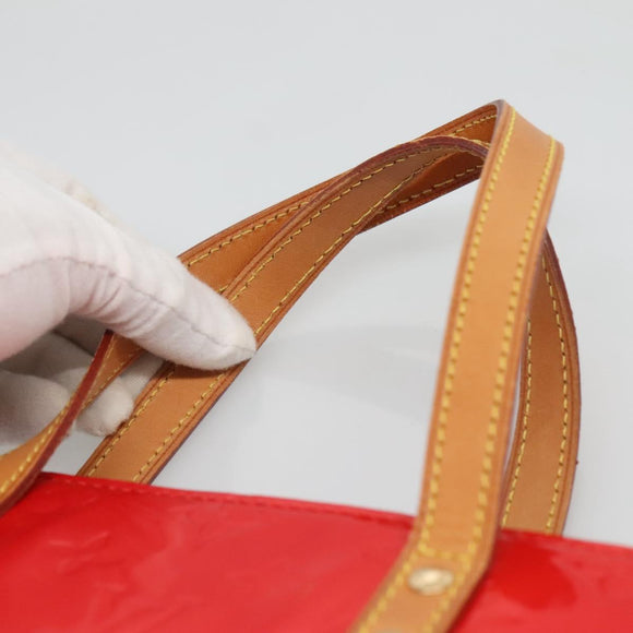 LOUIS VUITTON Monogram Vernis Reade MM Hand Bag Red Rouge M91086 LV Auth 120159