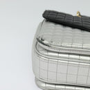 CELINE Chain Shoulder Bag Leather Silver Black gold Auth 120162-9