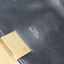 CELINE Chain Shoulder Bag Leather Silver Black gold Auth 120162-10