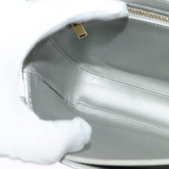 CELINE Chain Shoulder Bag Leather Silver Black gold Auth 120162