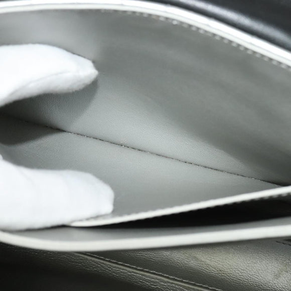 CELINE Chain Shoulder Bag Leather Silver Black gold Auth 120162