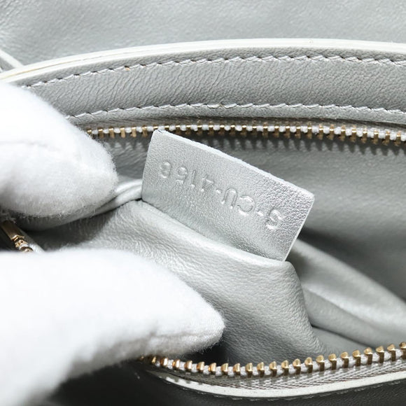 CELINE Chain Shoulder Bag Leather Silver Black gold Auth 120162
