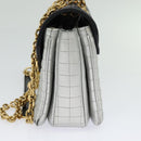 CELINE Chain Shoulder Bag Leather Silver Black gold Auth 120162-4