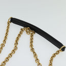 CELINE Chain Shoulder Bag Leather Silver Black gold Auth 120162-8