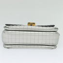 CELINE Chain Shoulder Bag Leather Silver Black gold Auth 120162-5