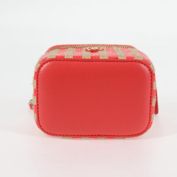 CHANEL Chain Shoulder Bag Straw Beige Gold CC Auth 120168AM