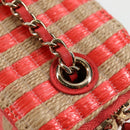 CHANEL Chain Shoulder Bag Straw Beige Gold CC Auth 120168AM-20