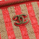 CHANEL Chain Shoulder Bag Straw Beige Gold CC Auth 120168AM-21