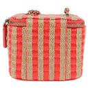 CHANEL Chain Shoulder Bag Straw Beige Gold CC Auth 120168AM-2