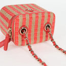 CHANEL Chain Shoulder Bag Straw Beige Gold CC Auth 120168AM-6