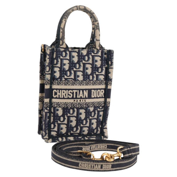 Christian Dior Trotter Canvas Vertical Book Tote Mini Bag Navy Auth 120170M