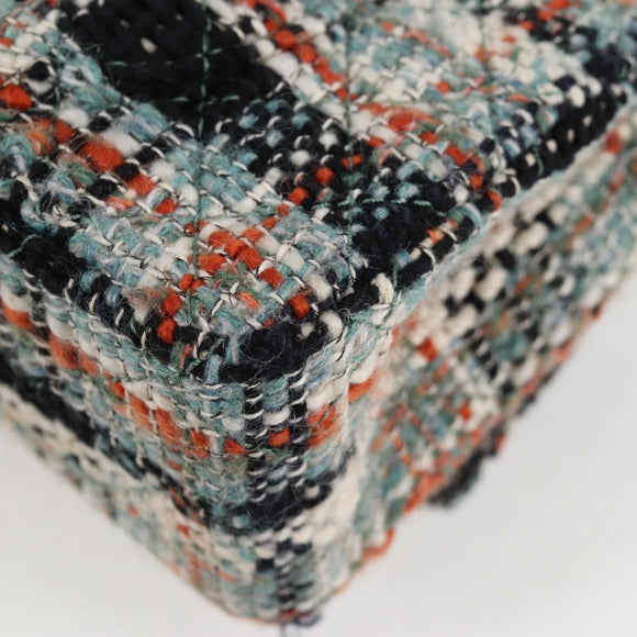 CHANEL Matelasse Chain Shoulder Bag Tweed Light Blue Gold CC Auth 120174M