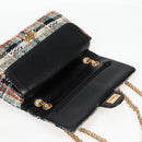 CHANEL Matelasse Chain Shoulder Bag Tweed Light Blue Gold CC Auth 120174M-22