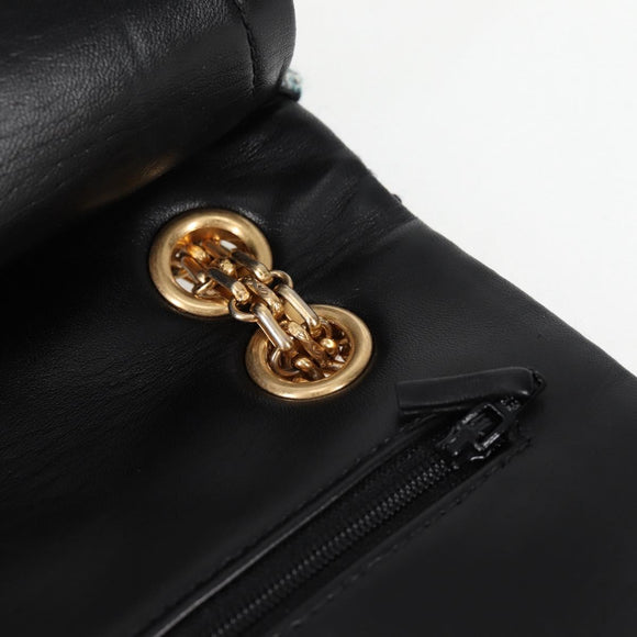 CHANEL Matelasse Chain Shoulder Bag Tweed Light Blue Gold CC Auth 120174M