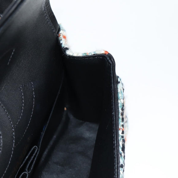 CHANEL Matelasse Chain Shoulder Bag Tweed Light Blue Gold CC Auth 120174M