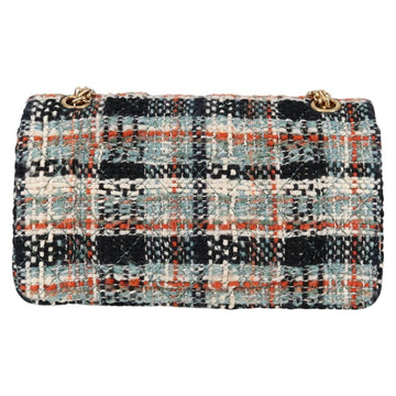 CHANEL Matelasse Chain Shoulder Bag Tweed Light Blue Gold CC Auth 120174M - 0