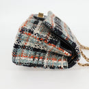 CHANEL Matelasse Chain Shoulder Bag Tweed Light Blue Gold CC Auth 120174M-4