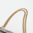 CHANEL Matelasse Chain Shoulder Bag Tweed Light Blue Gold CC Auth 120174M-14