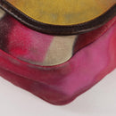 CHANEL Embroidery Shoulder Bag Suede Pink CC Auth 120175SAV-16