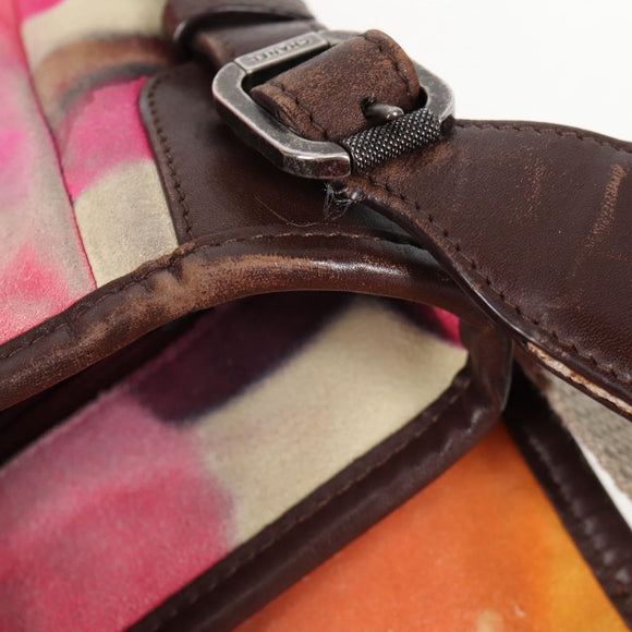 CHANEL Embroidery Shoulder Bag Suede Pink CC Auth 120175AM